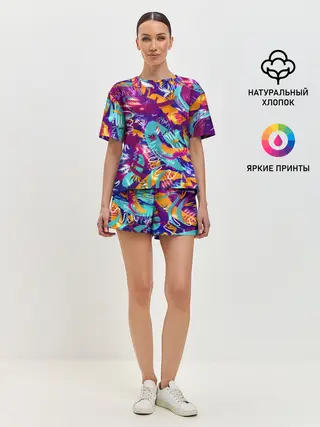 Женская пижама с шортами / Яркие краски