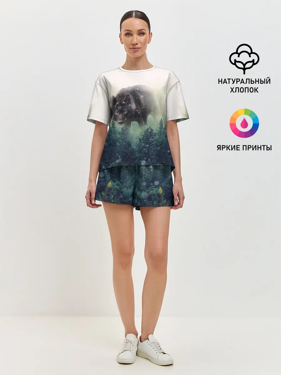 Женская пижама с шортами / Волк