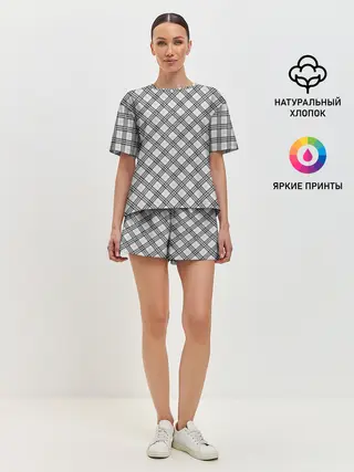 Женская пижама с шортами / Костюм в клетку