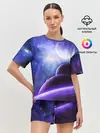 Женская пижама с шортами / Неоновый Космос
