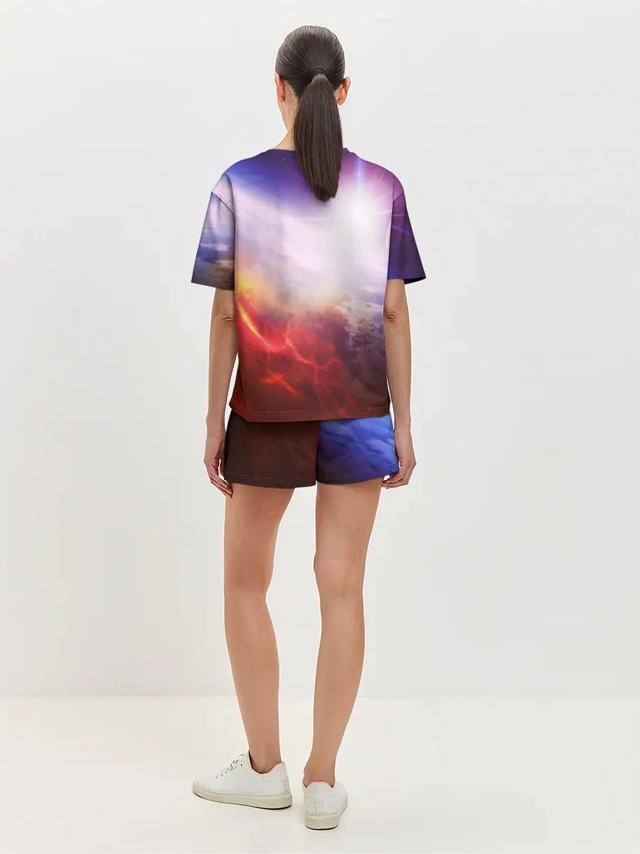 Женская пижама с шортами / Звезды в неоне