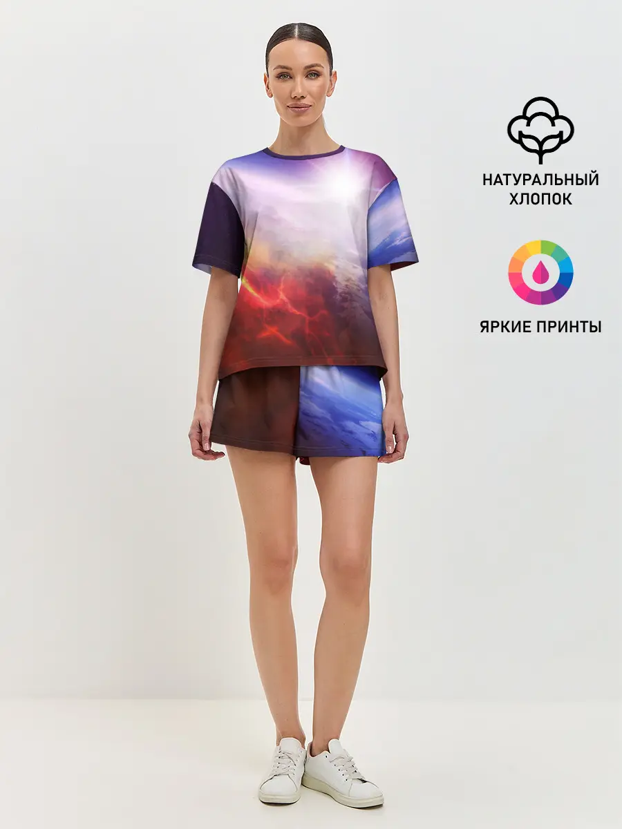 Женская пижама с шортами / Звезды в неоне