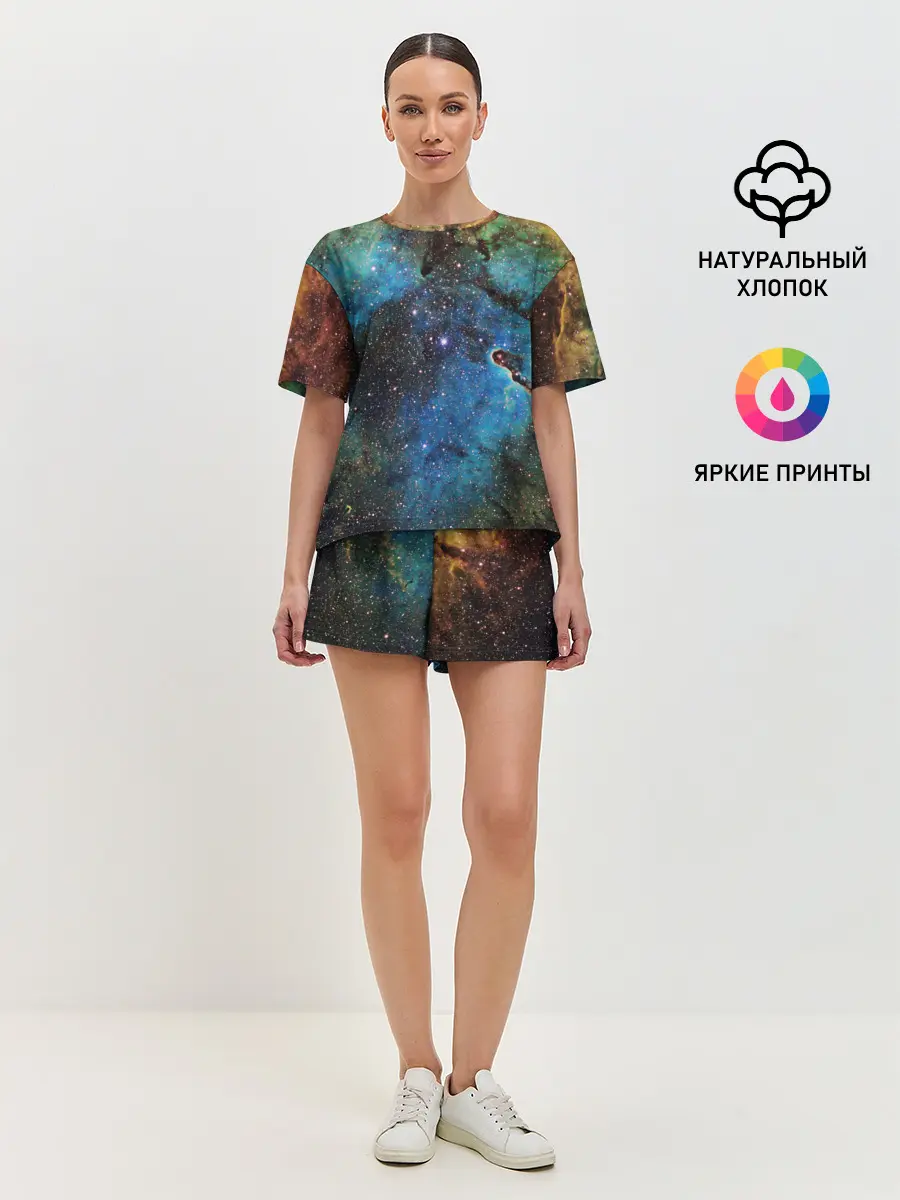 Женская пижама с шортами / Туманный космос