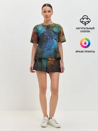 Женская пижама с шортами / Туманный космос