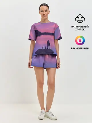 Женская пижама с шортами / Закат Солнце