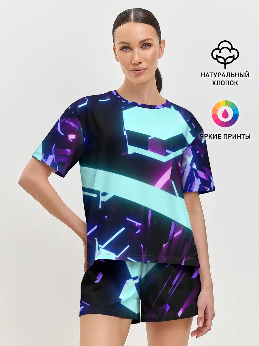 Женская пижама с шортами / Blue Neons