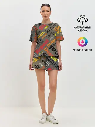 Женская пижама с шортами / Буквы-надписи