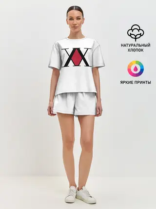 Женская пижама с шортами / XX посередине красное на белом