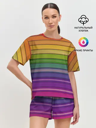 Женская пижама с шортами / Радужные линии