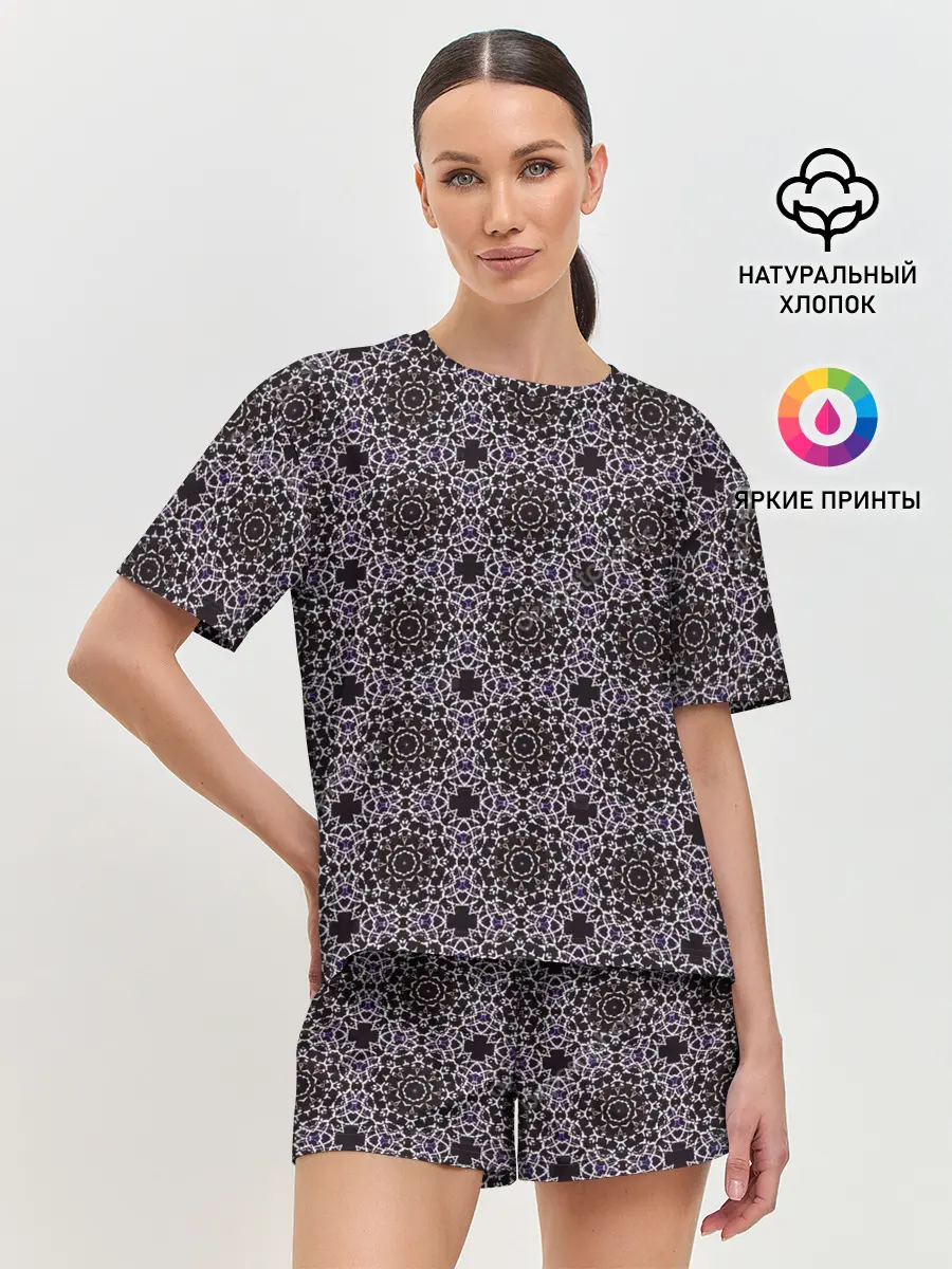 Женская пижама с шортами / Серые зеркала