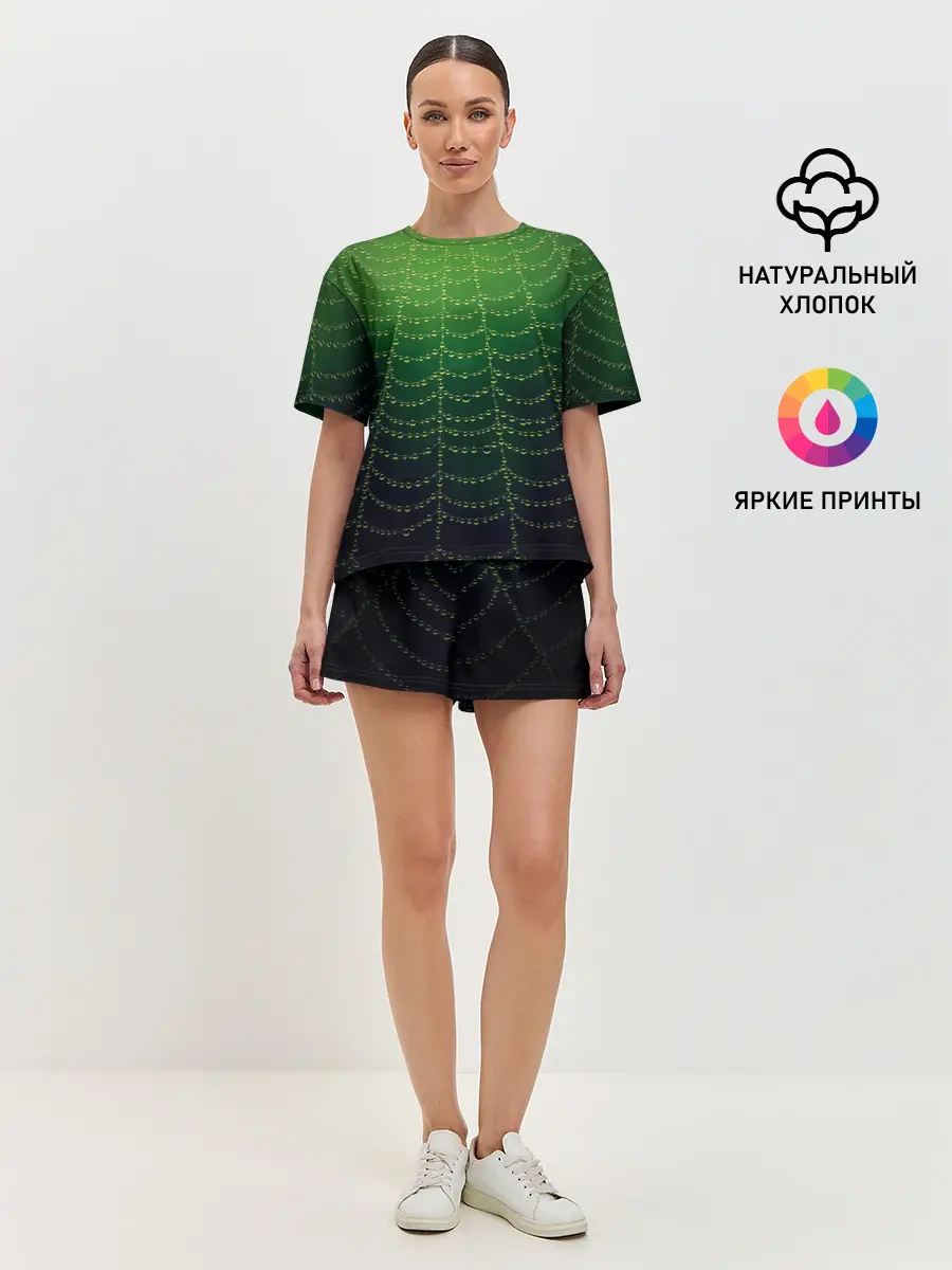 Женская пижама с шортами / Паутина в лесу