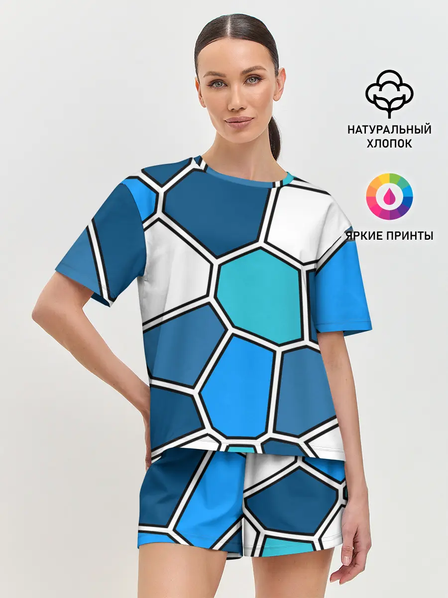 Женская пижама с шортами / Ледяной витраж