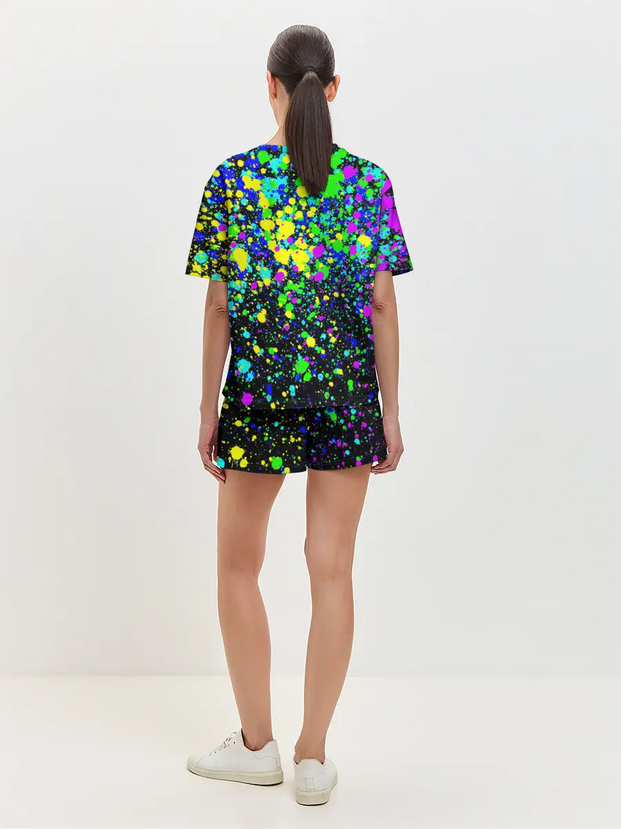 Женская пижама с шортами / Неоновые краски лета