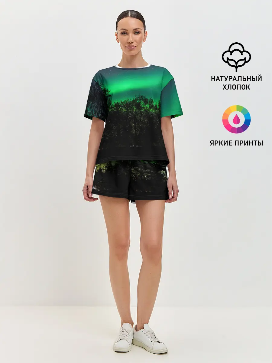 Женская пижама с шортами / Северное сияние