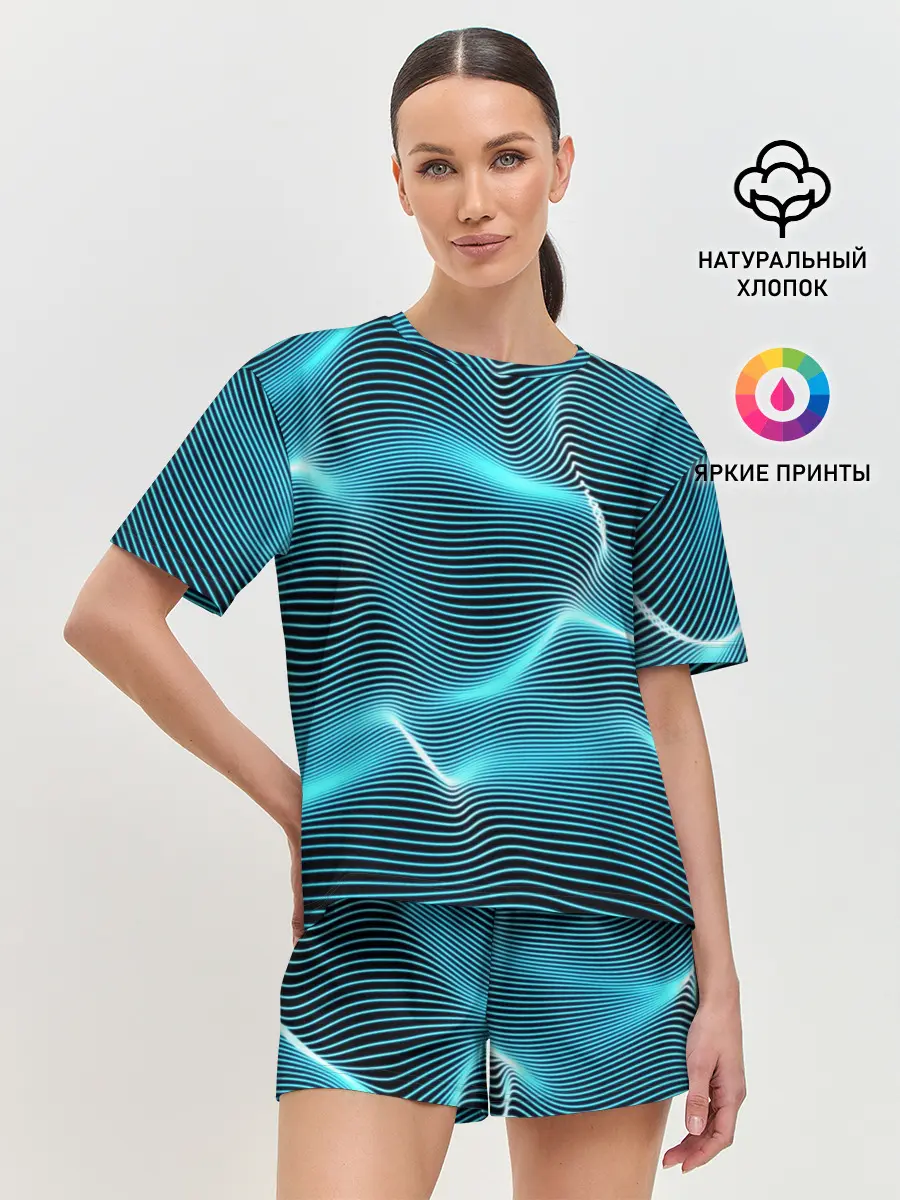 Женская пижама с шортами / Neon lines