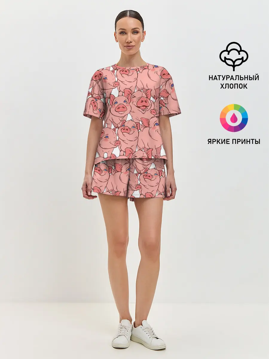 Женская пижама с шортами / Свиньи