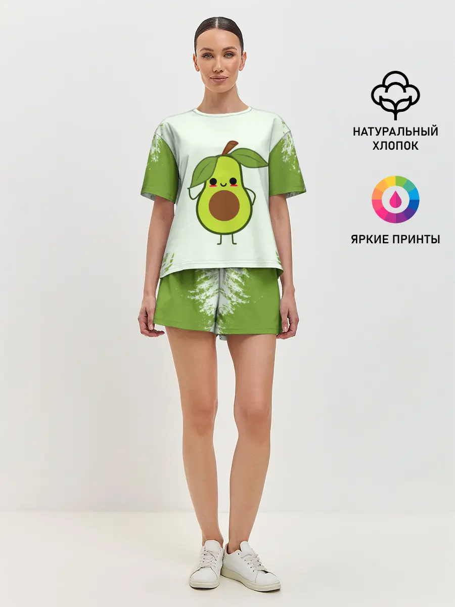 Женская пижама с шортами / Авокадо