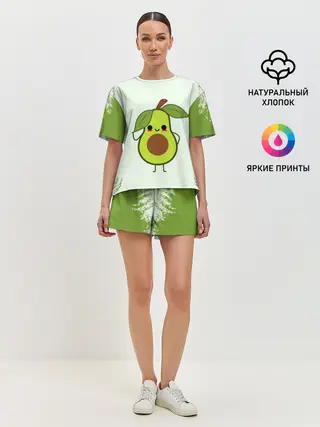 Женская пижама с шортами / Авокадо