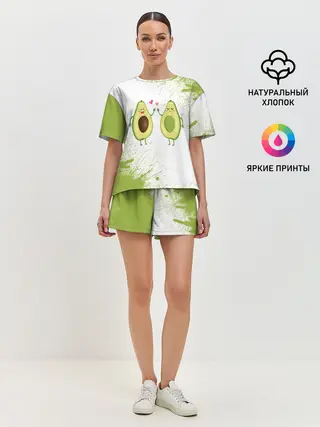 Женская пижама с шортами / Авокадо