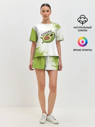 Женская пижама с шортами / Авокадо