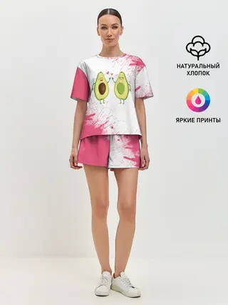 Женская пижама с шортами / Авокадо