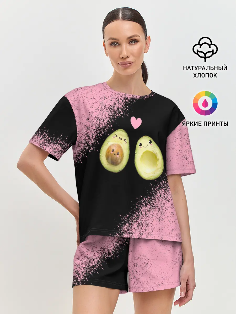 Женская пижама с шортами / Авокадо