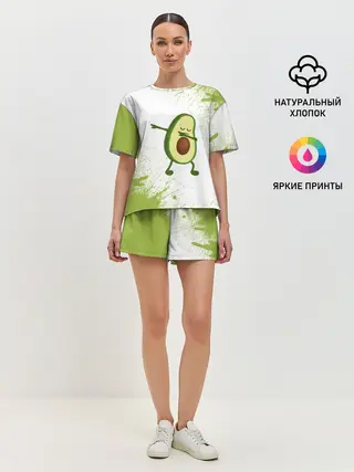 Женская пижама с шортами / Авокадо