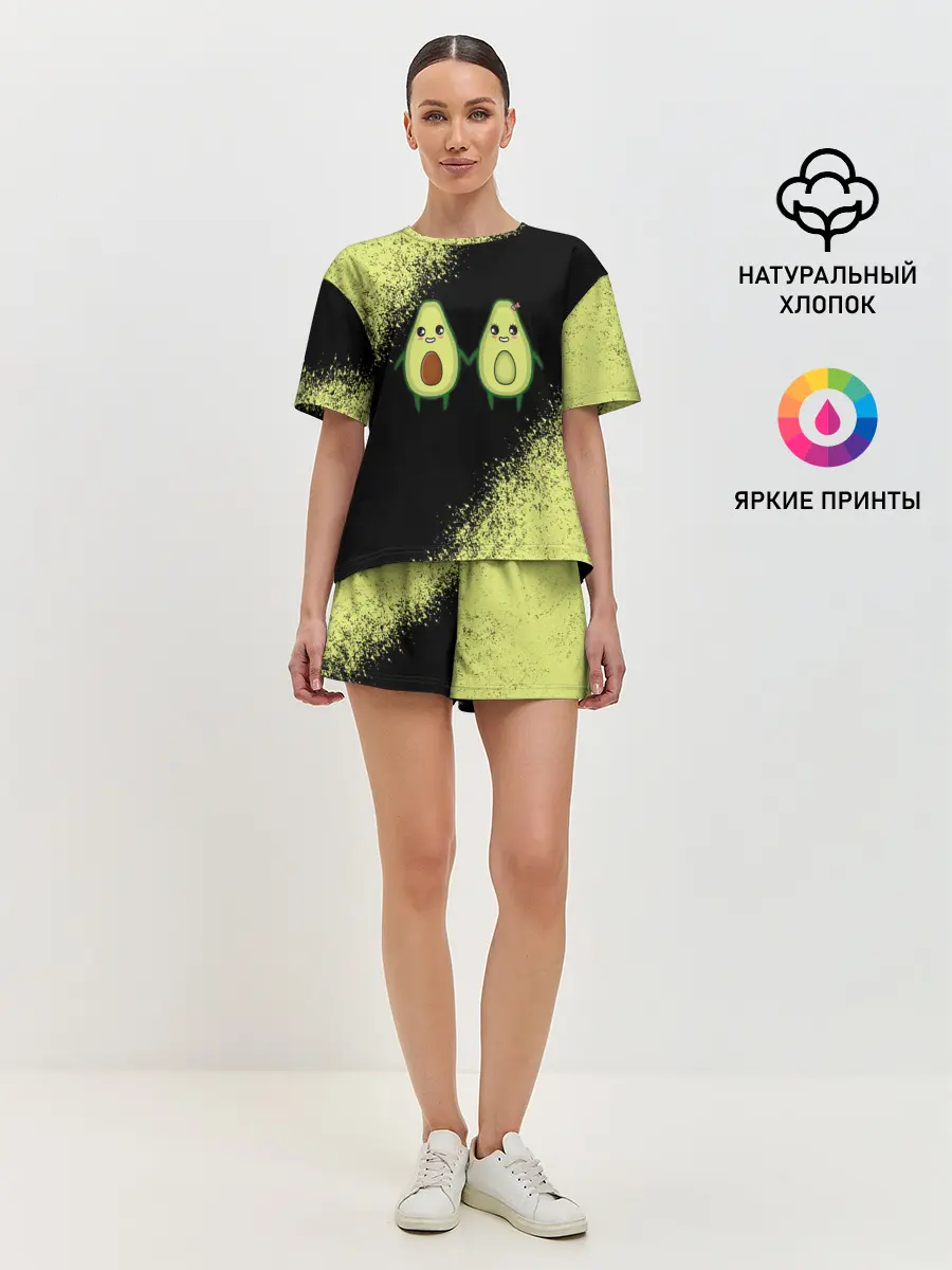 Женская пижама с шортами / Авокадо