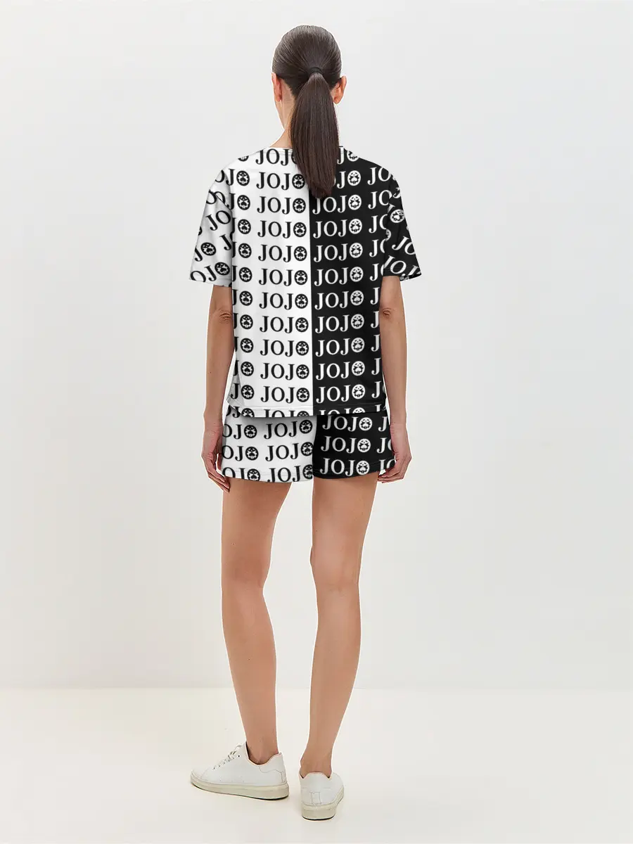 Женская пижама с шортами / Логотип джо джо паттерн черно-белый