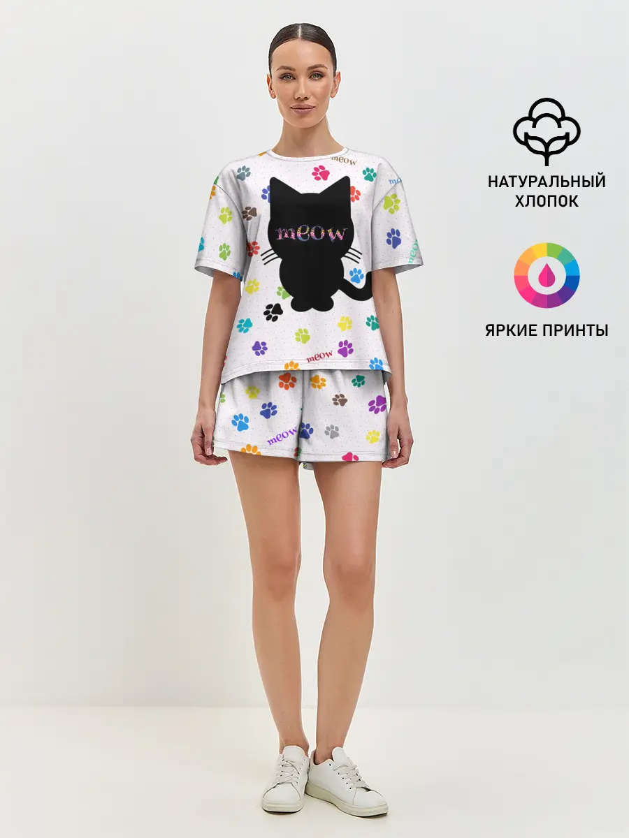 Женская пижама с шортами / Meow