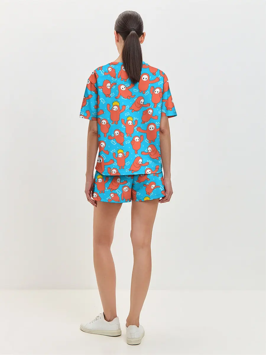 Женская пижама с шортами / Fall guys red