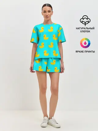 Женская пижама с шортами / Уточки