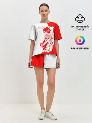 Женская пижама с шортами / Хамон красный