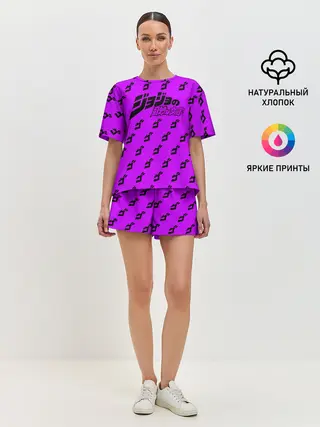 Женская пижама с шортами / Джоджо фиолетовый паттерн