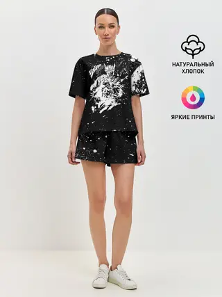 Женская пижама с шортами / Хамон белые брызни