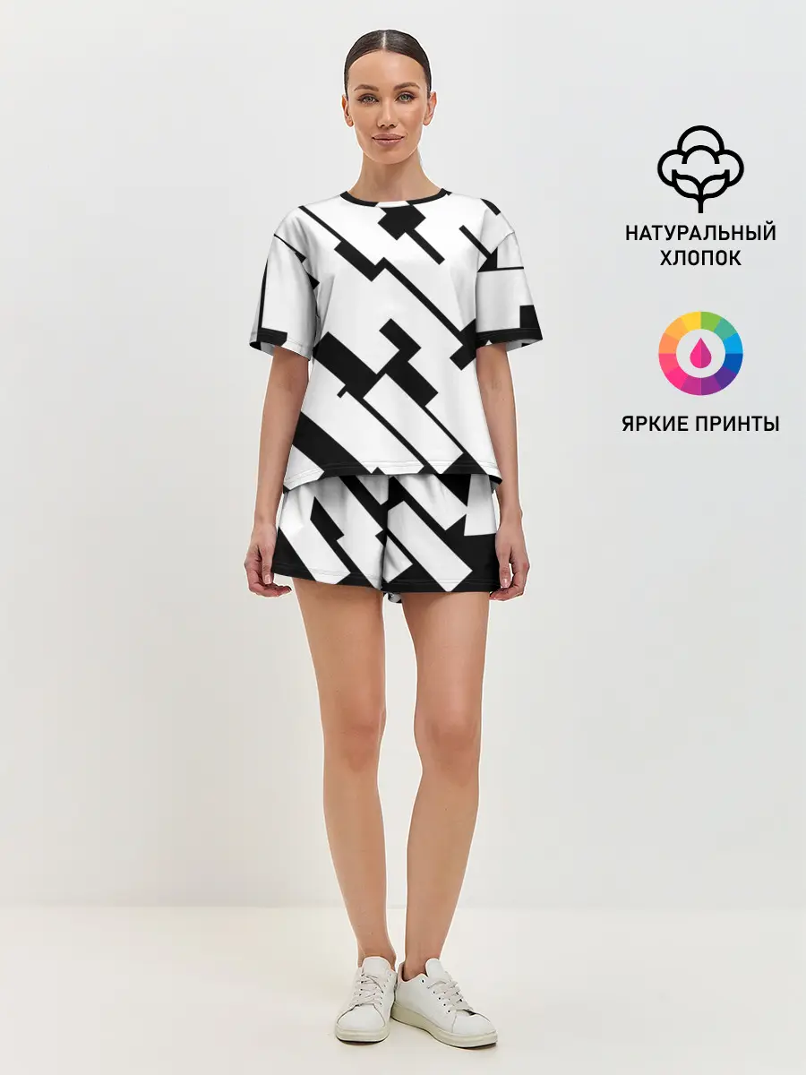 Женская пижама с шортами / ГЕОМЕТРИЯ,АБСТРАКЦИЯ,ПОЛОСЫ