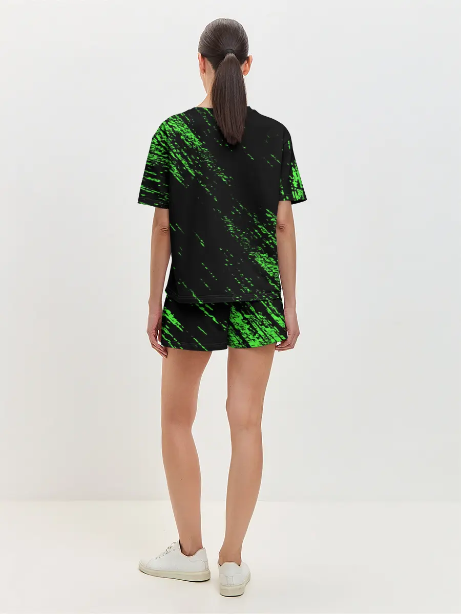 Женская пижама с шортами / Хвост Феи зеленая диагональ