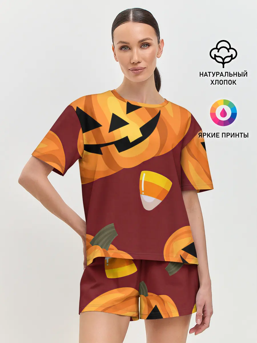 Женская пижама с шортами / Сладкие хэллоуин