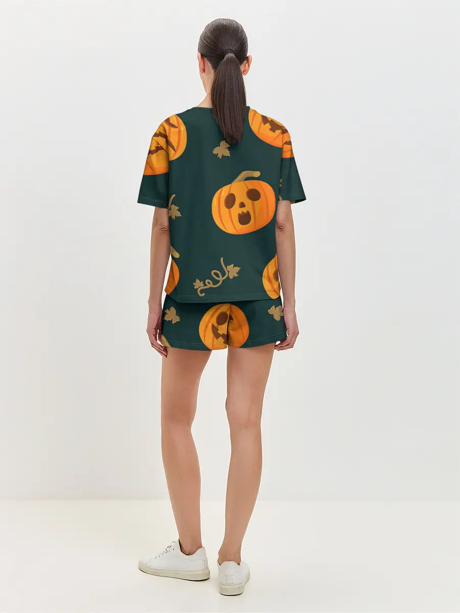 Женская пижама с шортами / Осенние тыквы