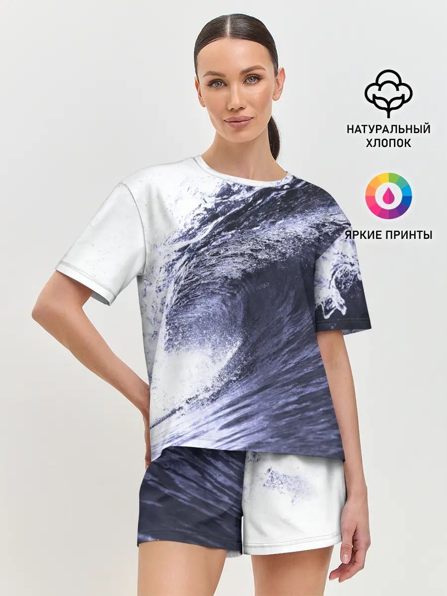 Женская пижама с шортами / Волна