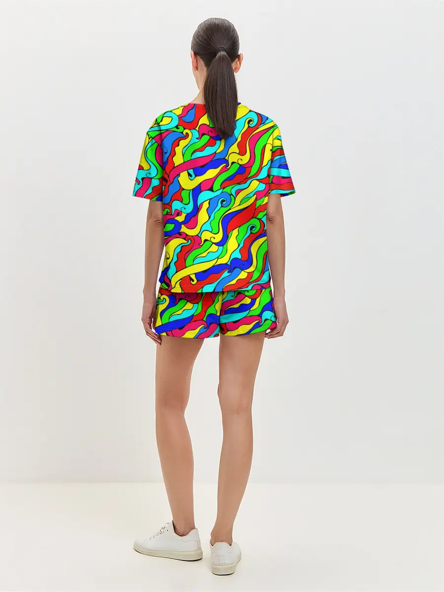 Женская пижама с шортами / Красочные узоры/абстракционизм
