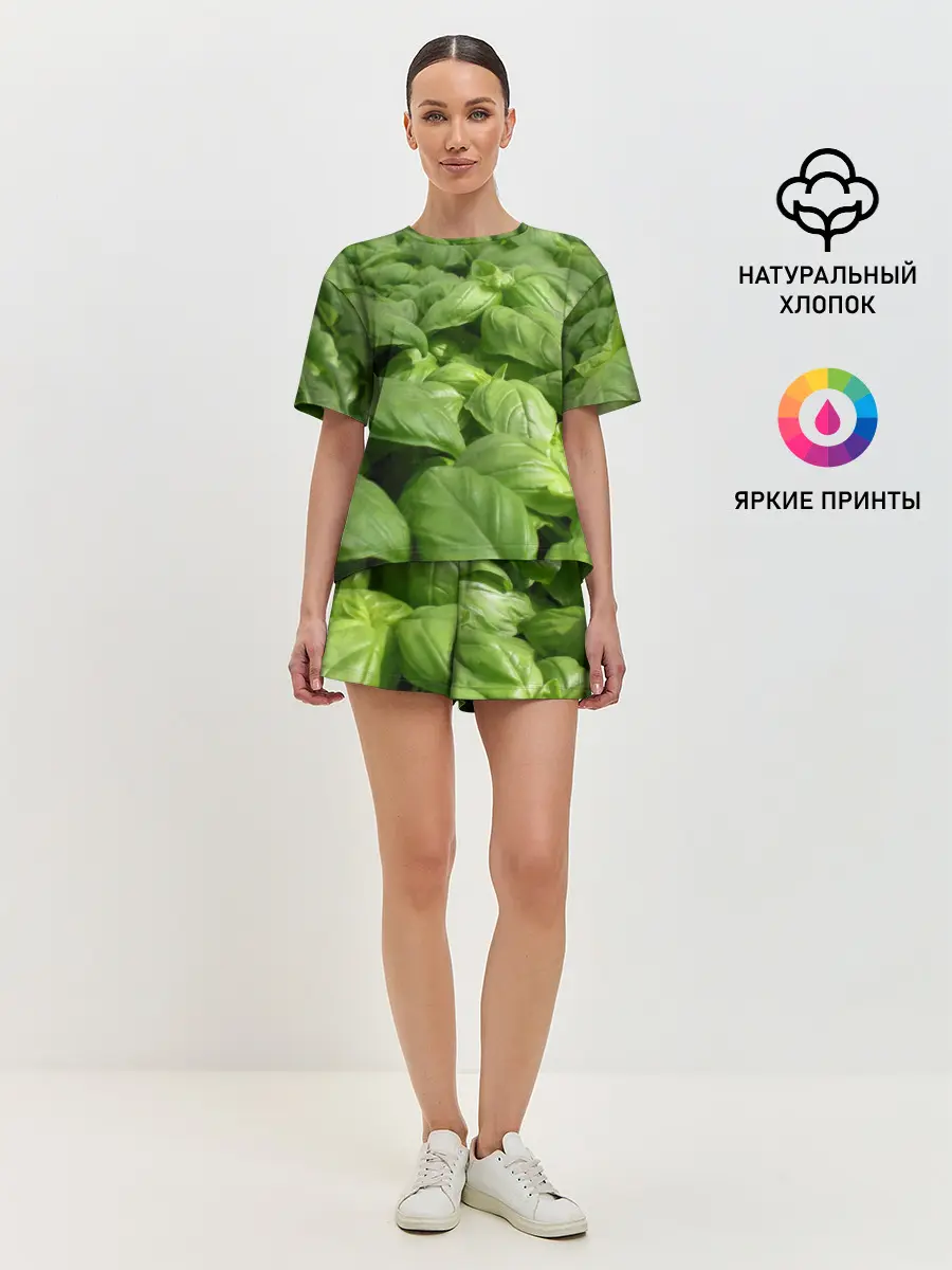 Женская пижама с шортами / Неоновый базилик
