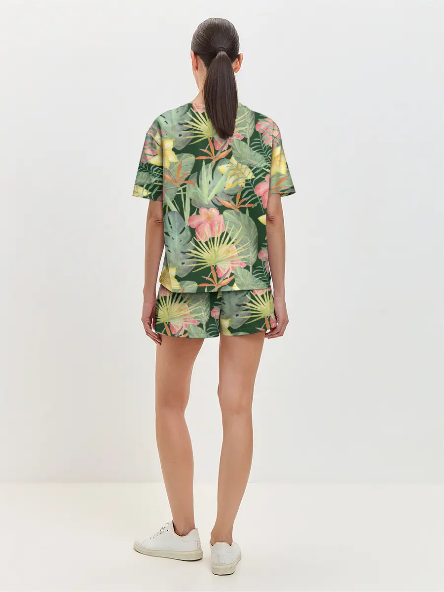 Женская пижама с шортами / Тропические растения и цветы