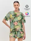 Женская пижама с шортами / Тропические растения и цветы