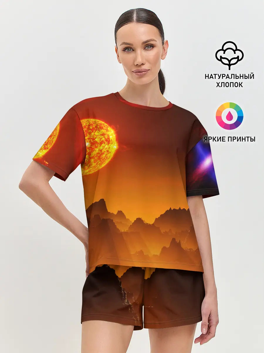 Женская пижама с шортами / космос