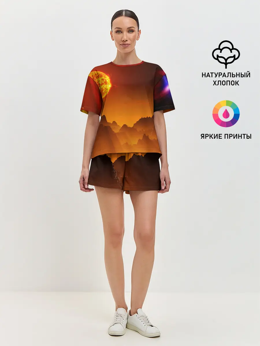 Женская пижама с шортами / космос