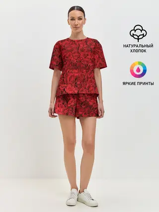 Женская пижама с шортами / Розы