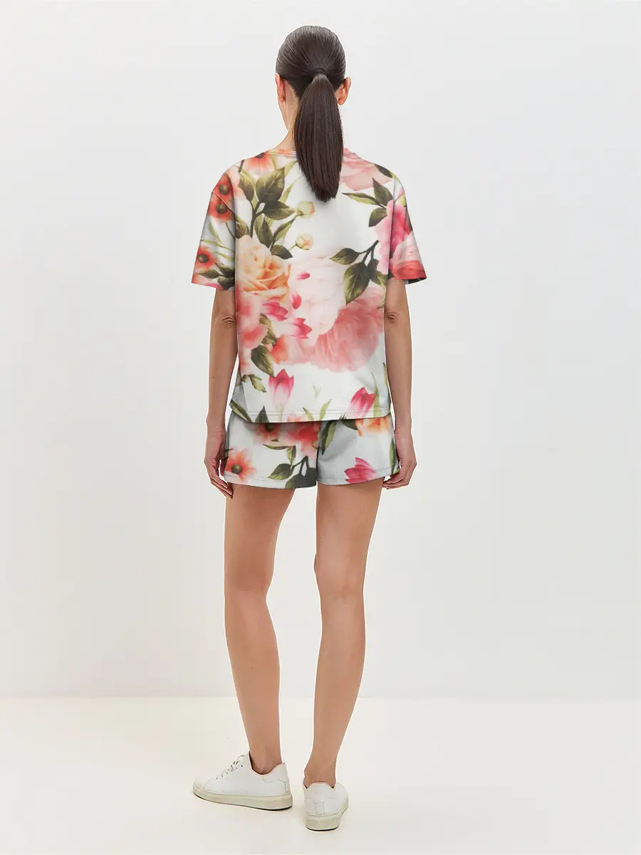 Женская пижама с шортами / Нежный букет