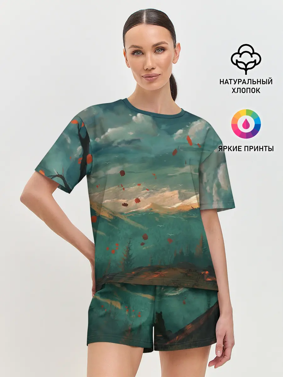 Женская пижама с шортами / Горы