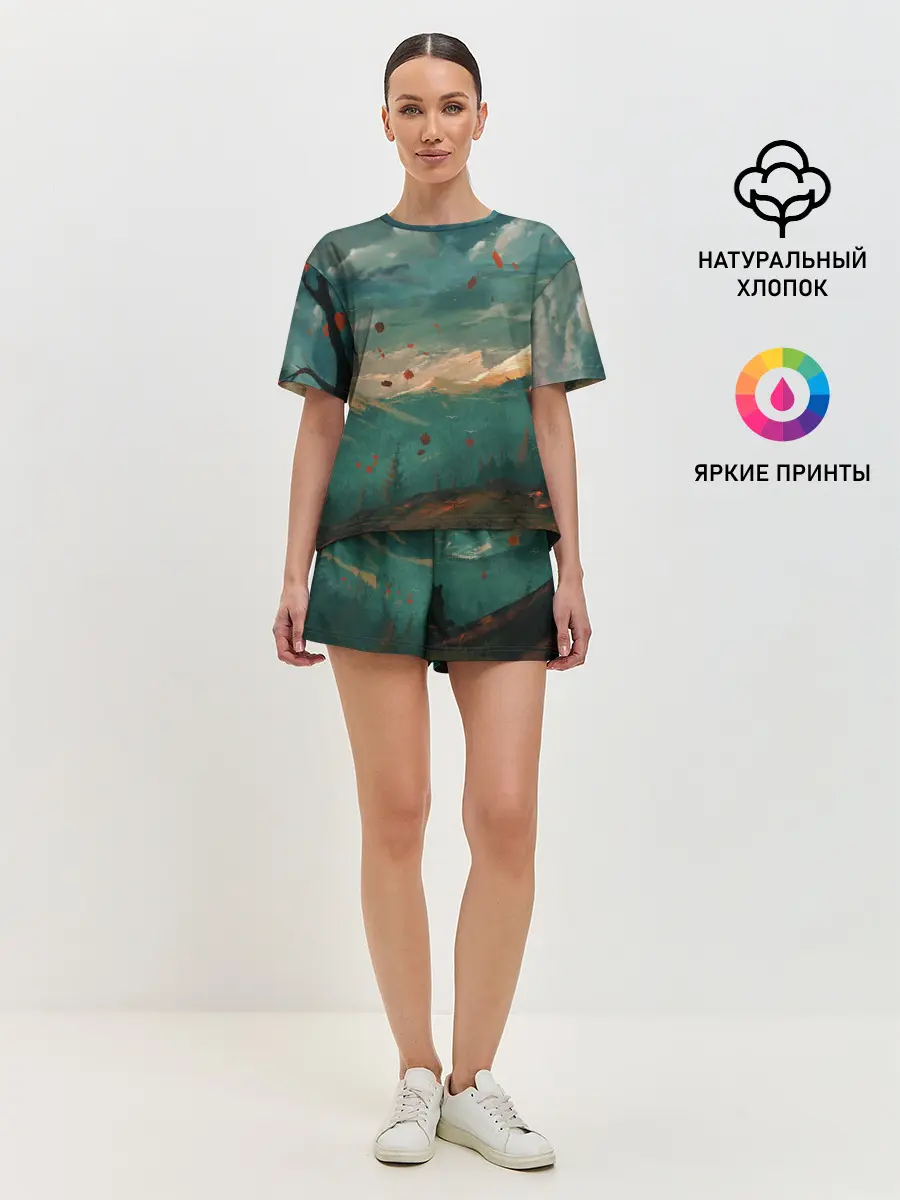 Женская пижама с шортами / Горы